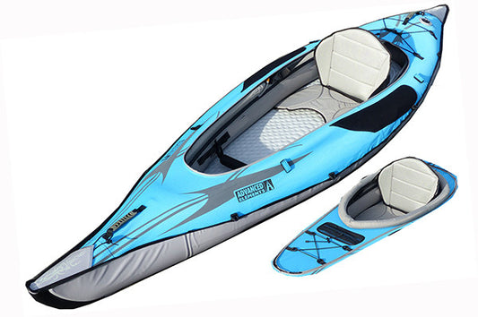 Advanced Elements AdvancedFrame DS-XLC Inflatable Kayak with deck removed.